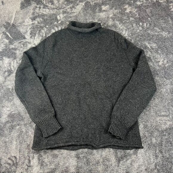 SOLD J. Crew Roll Neck Knitted Lambswool Sweater Fisherman Men's S Black - Picture 1 of 11